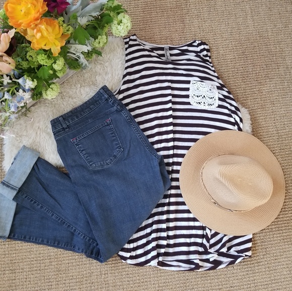 Tops - Maroon and White Stripe Tunic
